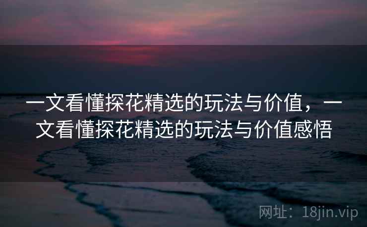 一文看懂探花精选的玩法与价值,一文看懂探花精选的玩法与价值感悟